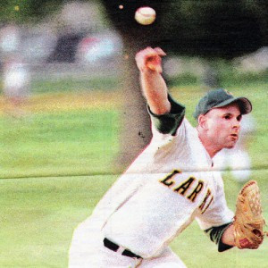 Zach Soolman unleashes a pitch during his comeback start with Larkin Club after Tommy John surgery.