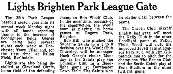 Lights Brighten Park League Gate