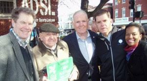 Jim Collyer with BPL President Walter Bentson, former Mayor Ray Flynn, Boston Mayor Marty Walsh and State Sen. Linda Dorcena Forry.